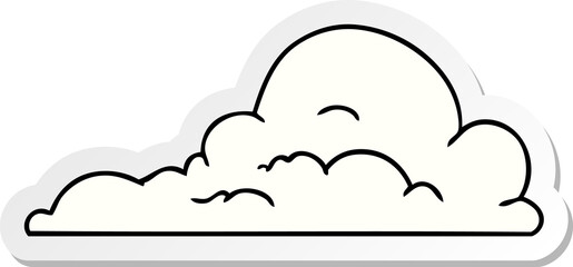 hand drawn sticker cartoon doodle of white large clouds
