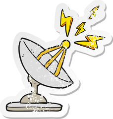 retro distressed sticker of a cartoon satellite dish