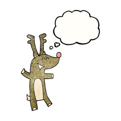 freehand drawn thought bubble textured cartoon reindeer