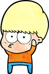 Obraz premium nervous cartoon boy