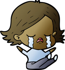 cartoon girl crying
