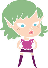 pretty flat color style cartoon elf girl