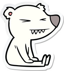 sticker of a angry polar bear cartoon