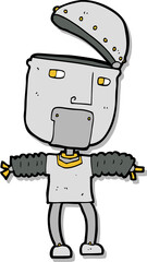 Obraz na płótnie Canvas sticker of a funny cartoon robot with open head