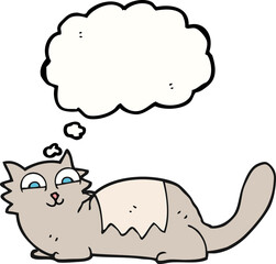 freehand drawn thought bubble cartoon cat