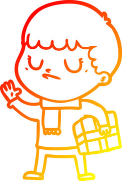 recommend clip art: warm gradient line drawing of a cartoon grumpy boy