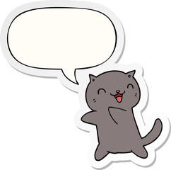 cartoon cat with speech bubble sticker