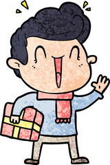 cartoon excited man