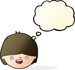 cartoon happy face with thought bubble