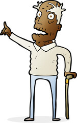 cartoon old man with walking stick