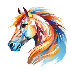 Artistic Style Cartoon Horse Painting Drawing No Background Image Perfect for Print on Demand Merchandise