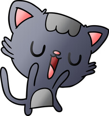 freehand drawn gradient cartoon of cute kawaii cat