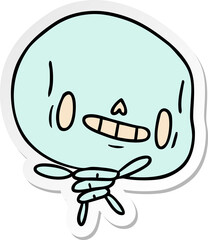 sticker cartoon illustration kawaii cute dead skeleton