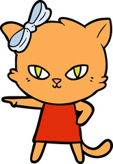 Obraz na płótnie Canvas cute cartoon cat wearing dress