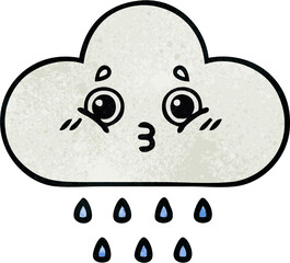 retro grunge texture cartoon of a rain cloud