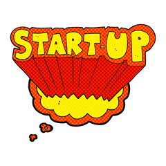 freehand drawn thought bubble cartoon startup symbol