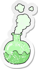 retro distressed sticker of a cartoon chemical reaction