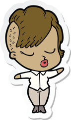 sticker of a cartoon pretty hipster girl