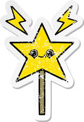 distressed sticker of a cute cartoon magic wand