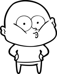 cartoon bald man staring