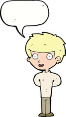 cartoon happy boy with speech bubble