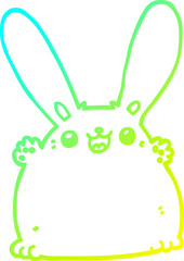 cold gradient line drawing of a cartoon rabbit