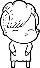 cartoon squinting girl