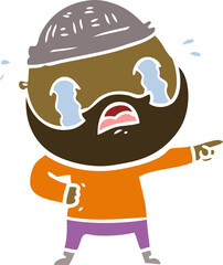 flat color style cartoon bearded man crying