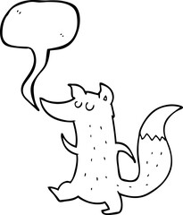 freehand drawn speech bubble cartoon cute wolf