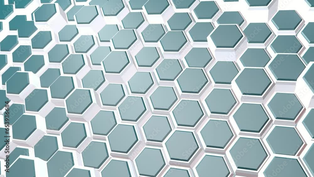 Poster light animated video screensaver or background in the form of dynamic hexagons.