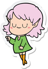 sticker of a happy cartoon elf girl