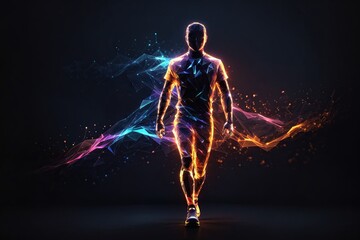 Obraz premium front view full body exquisite neuro polygonal. ai generative