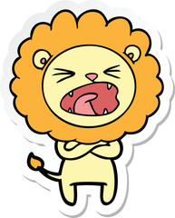 sticker of a cartoon angry lion