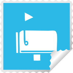 square peeling sticker cartoon of a mail box