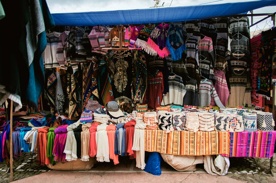 Traditional market stall in Otavalo, Ecuador