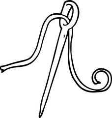 line drawing cartoon needle and thread