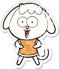 distressed sticker of a cute cartoon dog