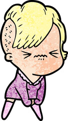 cartoon annoyed hipster girl
