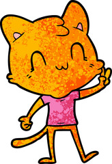 Obraz na płótnie Canvas cartoon happy cat giving peace sign