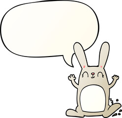 cartoon rabbit with speech bubble in smooth gradient style