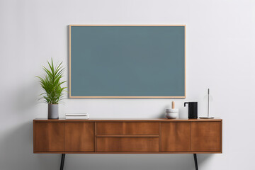 Modernes Sideboard mit neutralem Bilderrahmen für Mock Ups