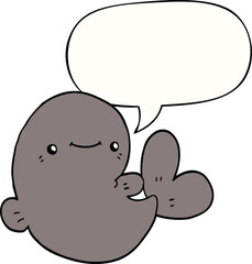 cartoon whale with speech bubble