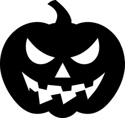Halloween pumpkin flat clipart, vector stock illustration. Hand drawn black silhouete for decor, card, cutting, logo or t shirt design.