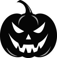 Halloween pumpkin flat clipart, vector stock illustration. Hand drawn black silhouete for decor, card, cutting, logo or t shirt design.