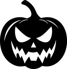 Halloween pumpkin flat clipart, vector stock illustration. Hand drawn black silhouete for decor, card, cutting, logo or t shirt design.