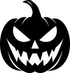 Halloween pumpkin flat clipart, vector stock illustration. Hand drawn black silhouete for decor, card, cutting, logo or t shirt design.