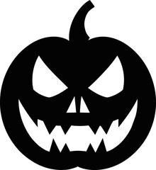 Halloween pumpkin flat clipart, vector stock illustration. Hand drawn black silhouete for decor, card, cutting, logo or t shirt design.