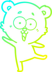 cold gradient line drawing of a laughing teddy  bear cartoon