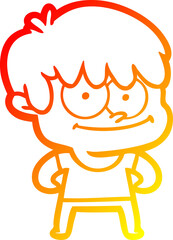 warm gradient line drawing of a happy cartoon man