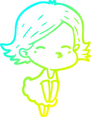 Fototapeta premium cold gradient line drawing of a cartoon woman